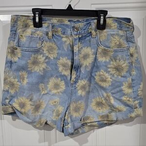 American Eagle Outfitters Sunflower Jean Shorts - Blue and Yellow